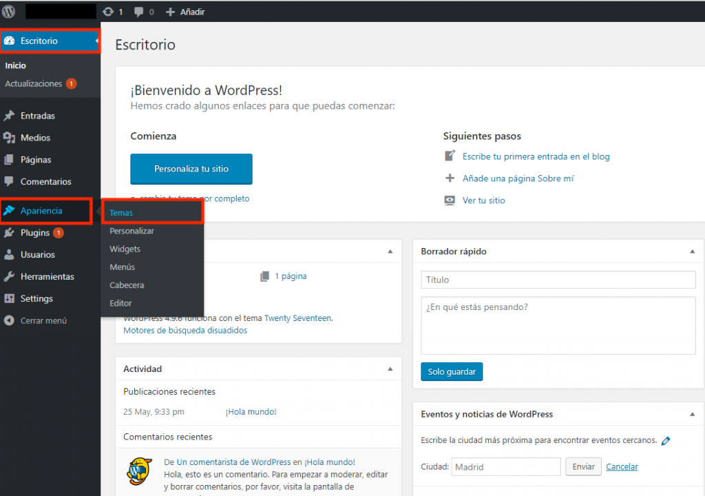 Instalar temas en WordPress